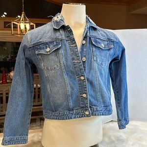 Denim Blvd., Los Angeles, medium blue distressed color, jean jacket, size medium